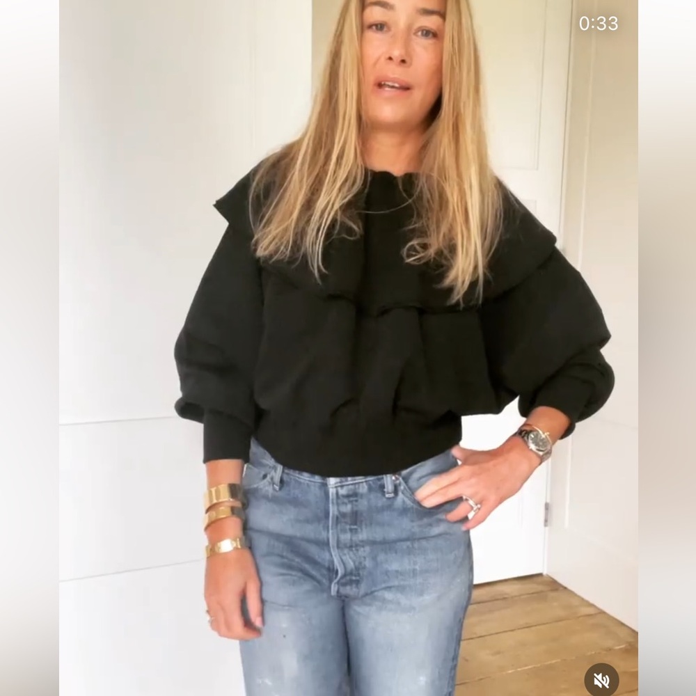 Wiggy Kit Pierrot Collar Sweatshirt black size small ruffle neck